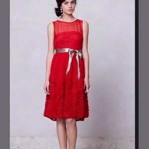 Anthropologie Caridad by Tiny Red Silk Dress Size 8